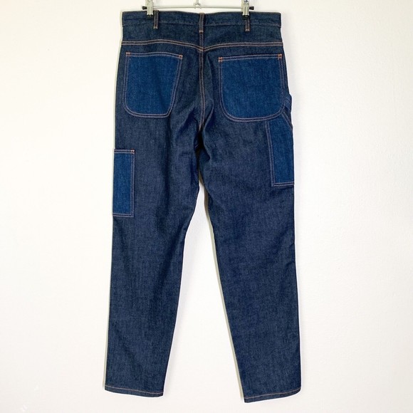 APC Job Trousers Jeans Contrast Men's 30 Dark Blue Denim Cargo Carpenter - Picture 4 of 7